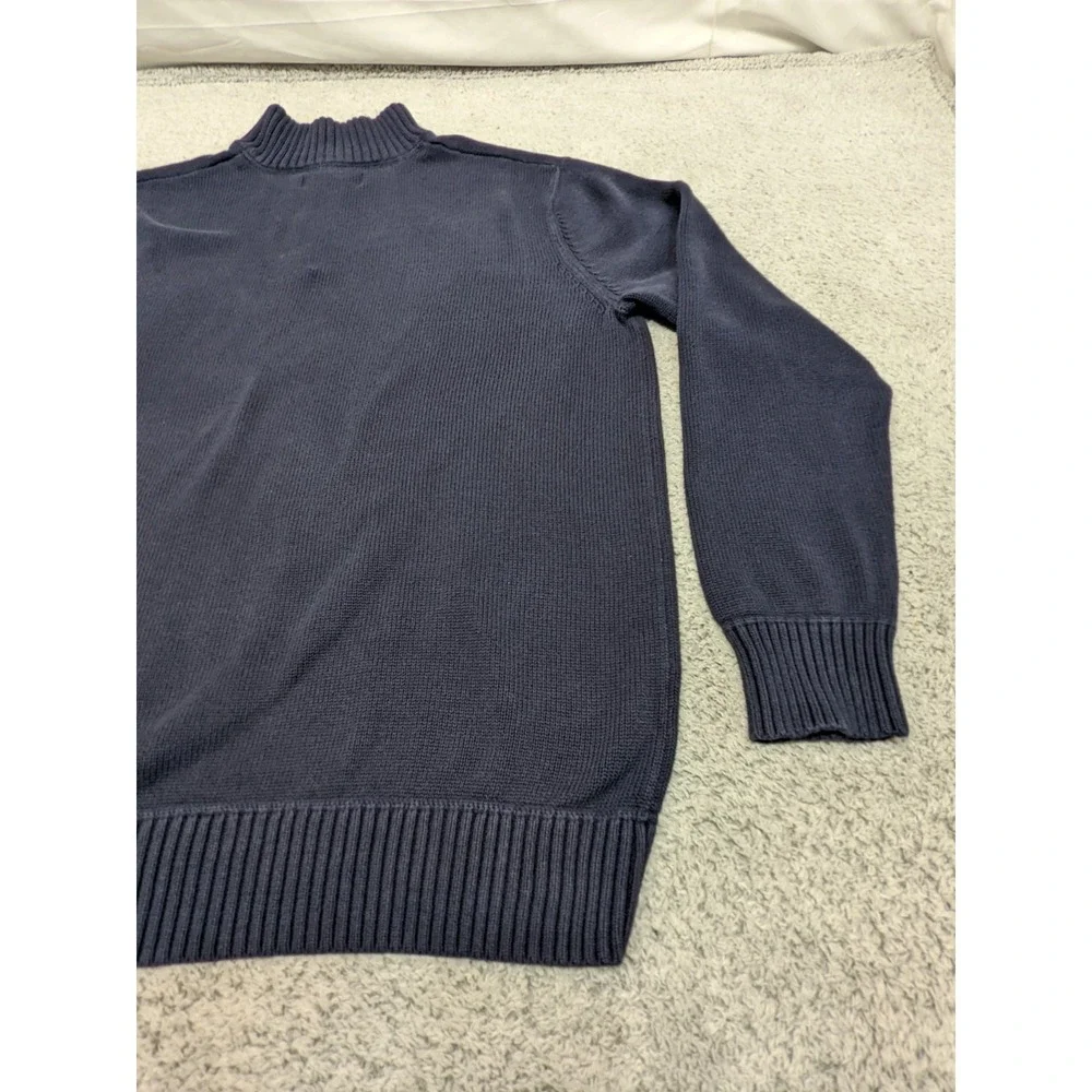 Eddie Bower Quarter‎ Zip Mock Neck Grandpa Core Sweater Navy Blue XLT Fisherman - Picture 14 of 15